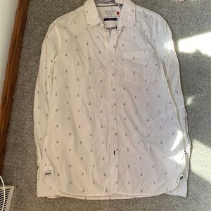 Denim & Flower Anchor Print Button Up